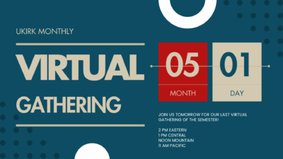Virtual Monthly Gathering Thursday, May 1st @ 2 pm (Eastern)