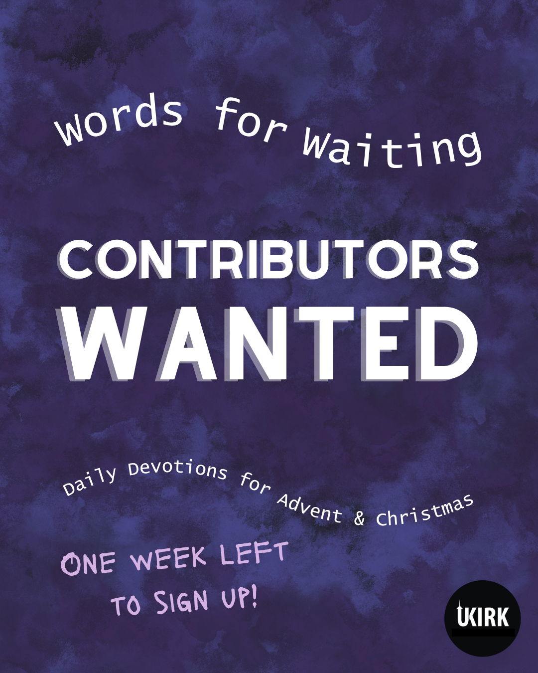 One more week to fill out the interest form if you want to be part of this year’s Advent devotional!